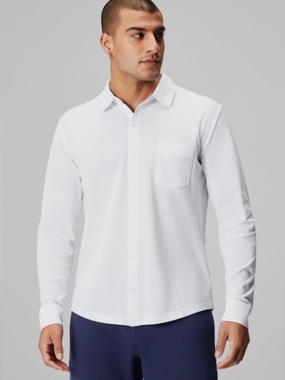 Fabletics Men’s The Dash Long Sleeve Button Down Shirt White Size L